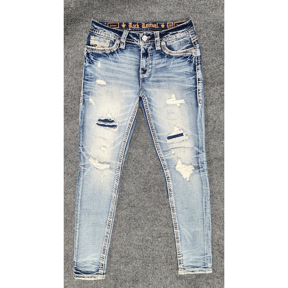 Rock Revival Aliana ES211 Easy Skinny Jeans Women's Size 28 Mid-Rise